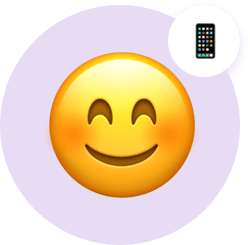 Smiley face thinking about mobile device.