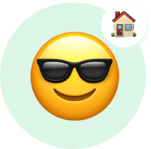 Smiley face with sunglasses thinking about home.